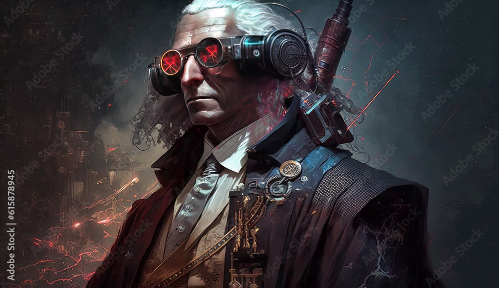 George Washington and his new, funked up glasses. George Washington and his new, funked up glasses.