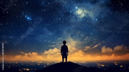 child looks at the night sky © DLC Studio