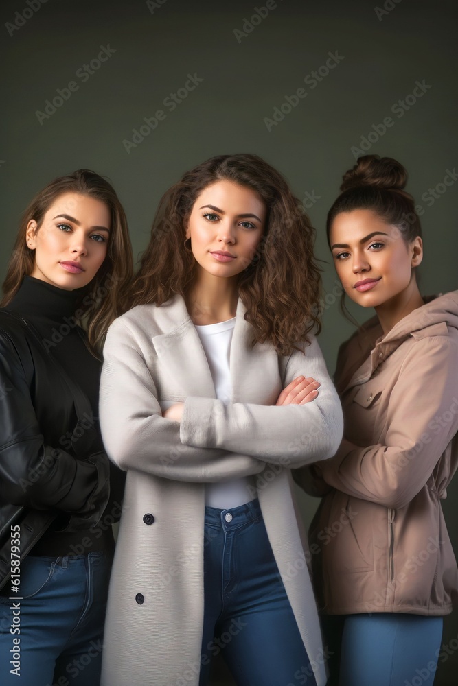 Group of diversity women smiling looking at camera with proud