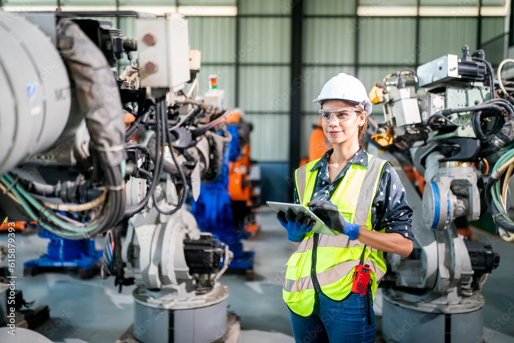 Technology Engineer Working in Factory. Holding check-list and supervising Technology Engineer Working in Factory. Holding check-list and supervising