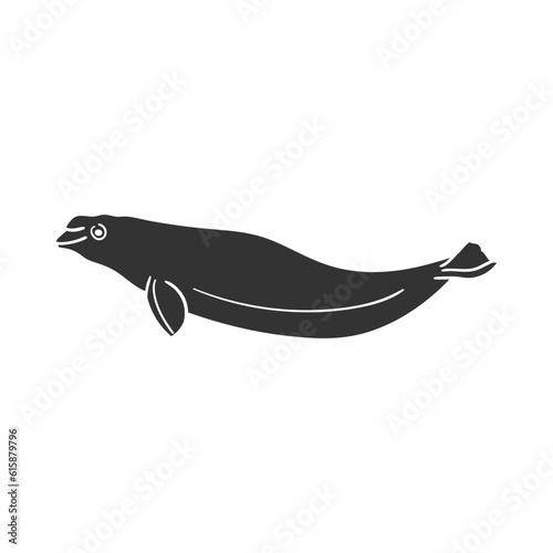Beluga Icon Silhouette Illustration. Sea Animals Vector Graphic Pictogram Symbol Clip Art. Doodle Sketch Black Sign.