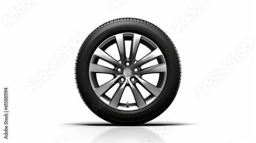 Car wheel isolated on white background. Generative AI.