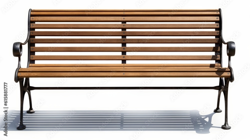 Bench isolated on white background. Generative AI. Bench isolated on white background. Generative AI.