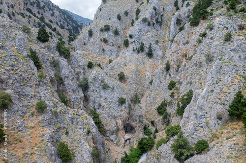 Aerial summer sunny view of Imbros Gorge, Crete, Greece photo