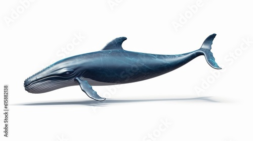 Blue whale isolated on a white background. Generative AI.