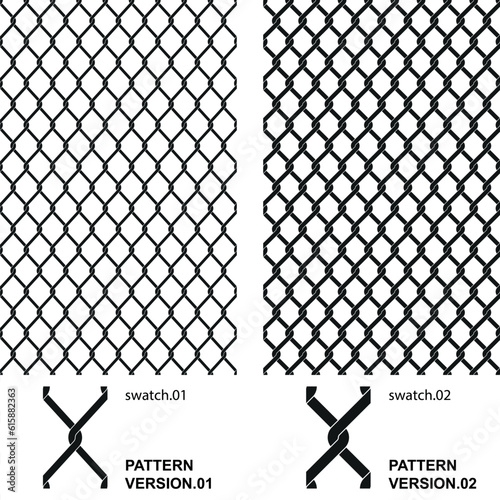 Metallic black mesh on a white background. Diagonal crossed lines. Geometric texture. Seamless geometric pattern. Fence vector image.