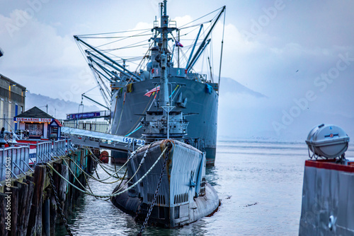 Museum and memorial of the uss pampanito at pier 39 of the fisherman's wharf in the bay of San Francisco, a city in the state of California in the USA. Concept boats.