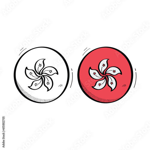 Hand Drawn Hong Kong Flag Icon Vector Design.