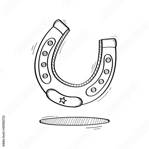 Hand Drawn Horseshoe Icon Vector Design.