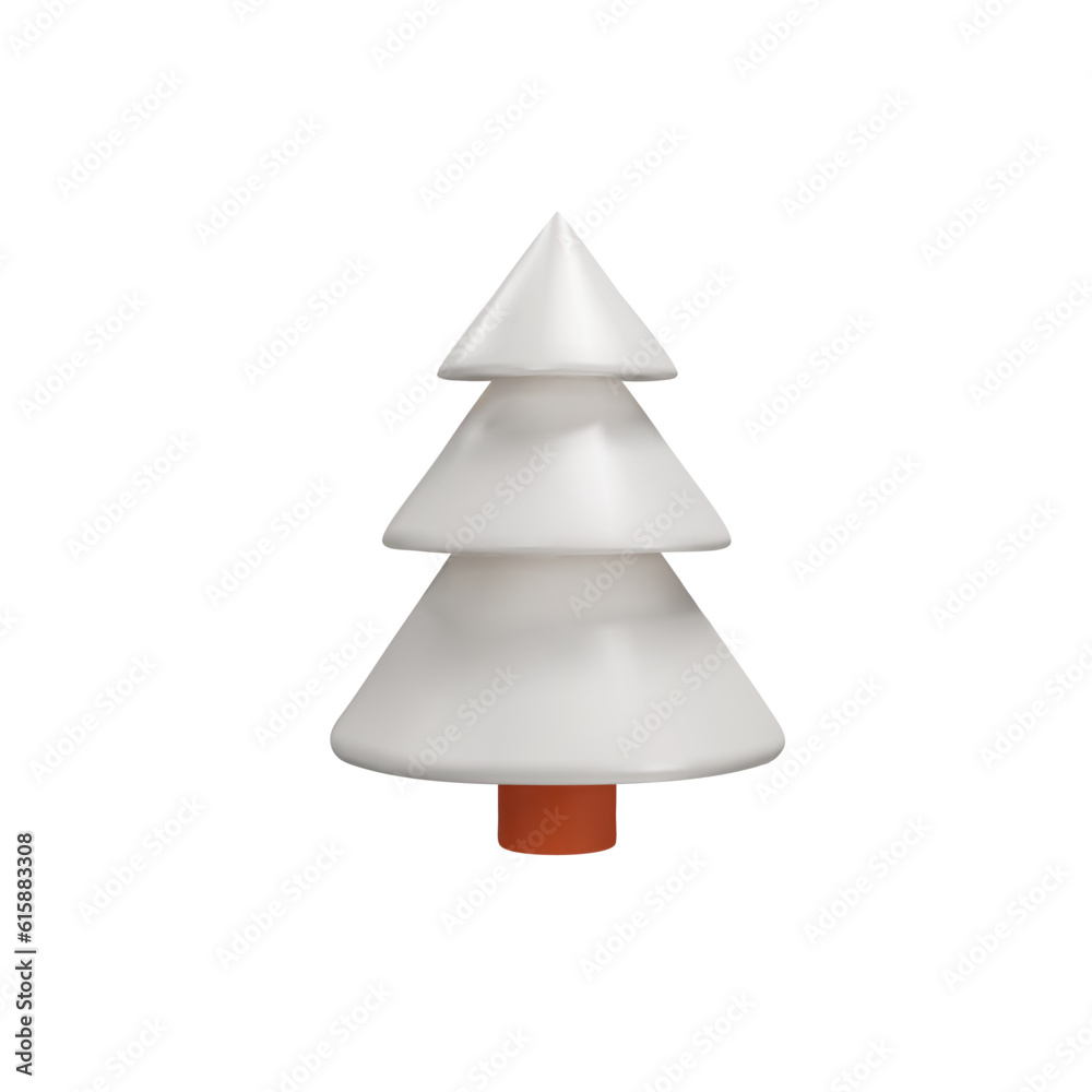 White Christmas tree. 3D render spruce is decoration element for winter or summer seasons. Snow realistic plant for park. Vector illustration like decoration symbol. White Christmas tree. 3D render spruce is decoration element for winter or summer seasons. Snow realistic plant for park. Vector illustration like decoration symbol.