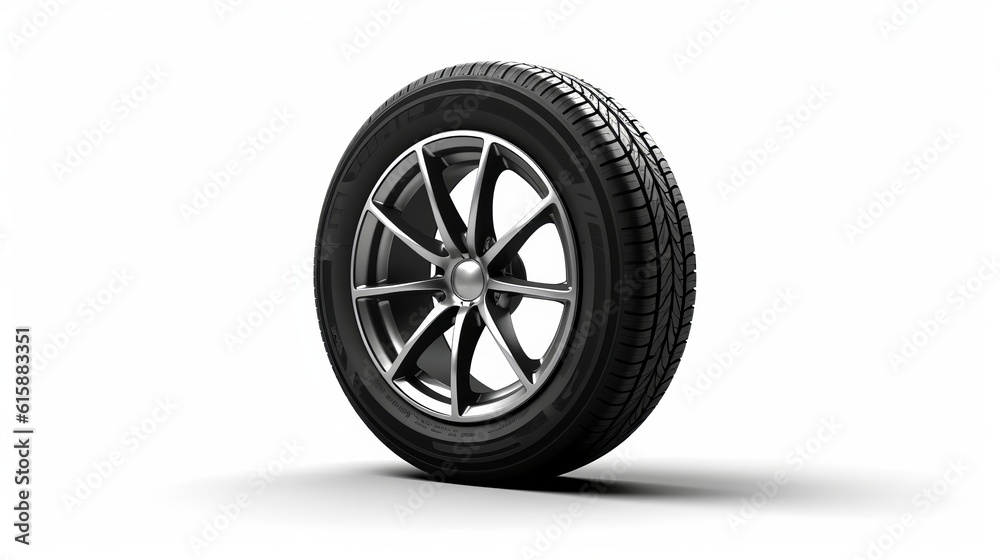Car tire isolated on white background. Generative AI.