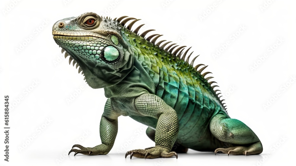 Iguana isolated on white background. Generative AI. Iguana isolated on white background. Generative AI.