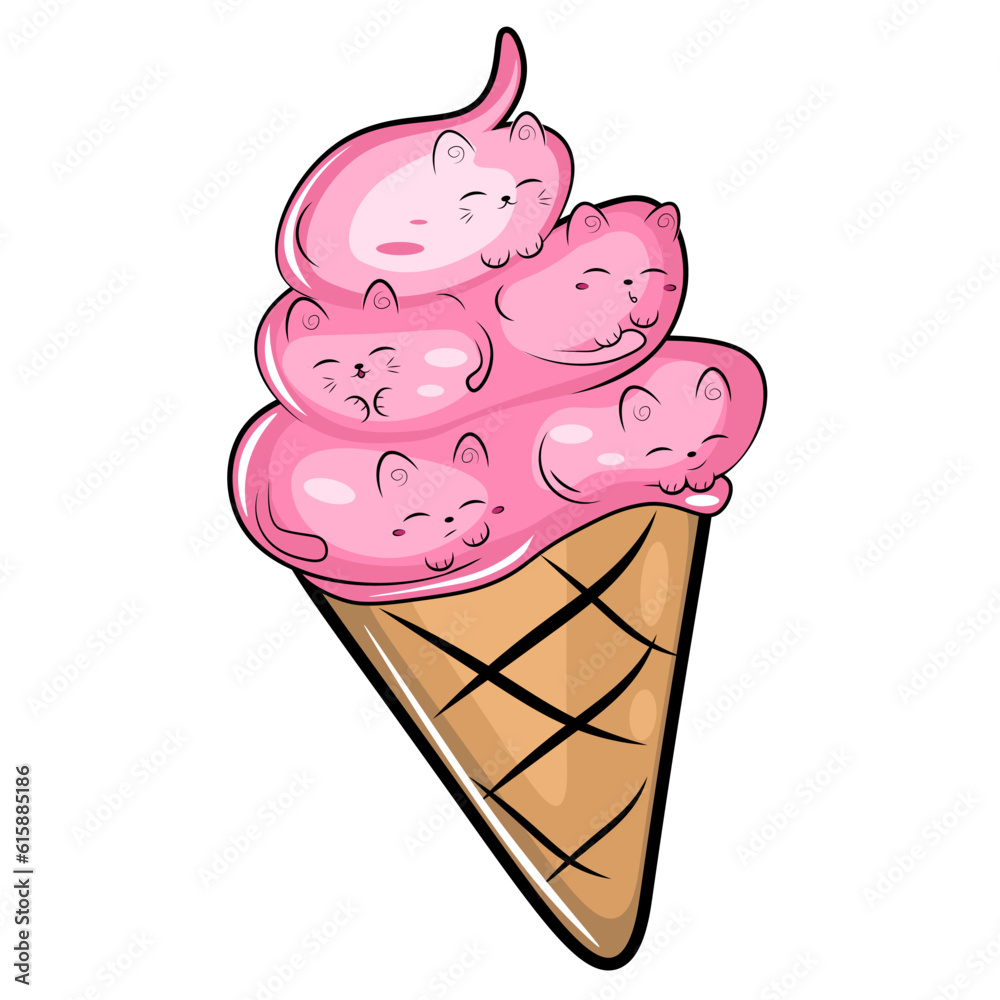 ice cream cone illustration with cats ice cream cone illustration with cats