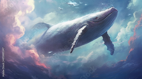 a whale swims through the sky, Generative AI