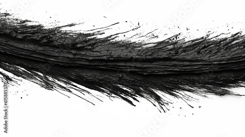 Black mascara texture brush stroke isolated on white background. Generative AI.