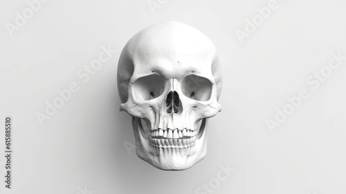 Detailed white human skull. Generative AI.