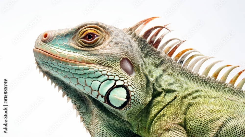 Fototapeta premium Iguana isolated on white background. Generative AI.