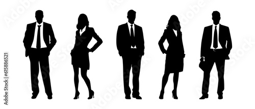 Businessman and businesswoman silhouette black filled vector Illustration svg