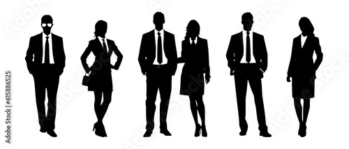 Fotografia, Obraz Businessman and businesswoman silhouette black filled vector Illustration svg