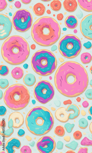 Yummy donuts pattern created with generative AI