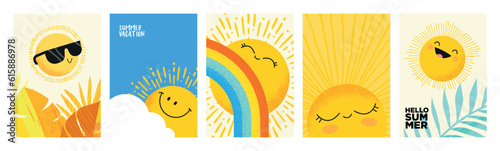 Summer vector illustrations. Concepts for web and social media banner, background, summer card template, travel and holiday ads, advertising material.
