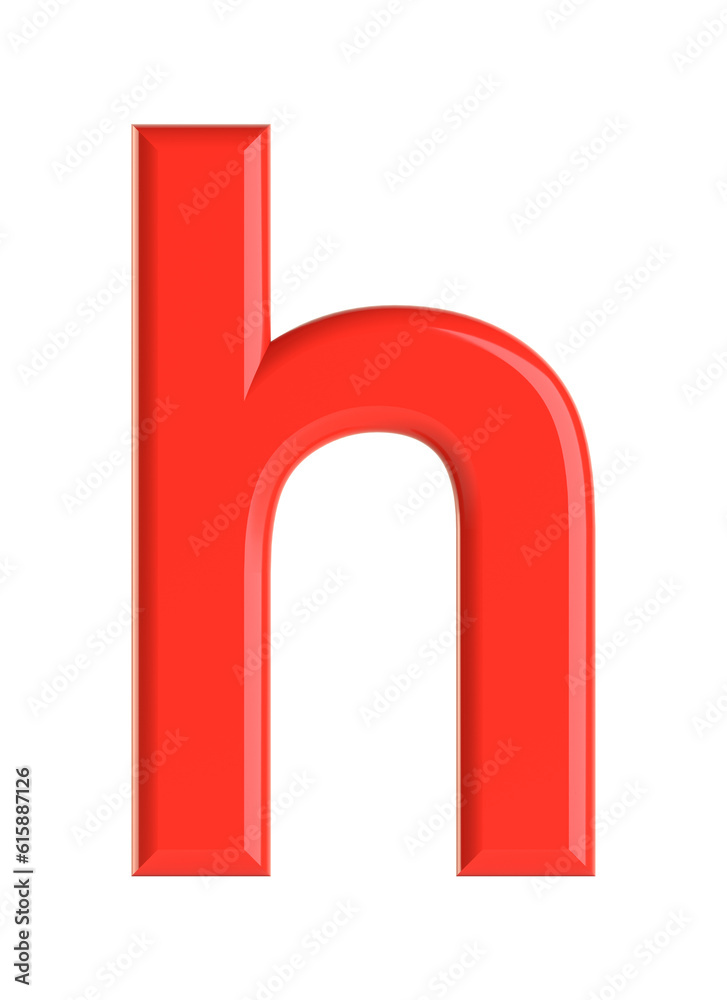 Red letter. Beautiful font for your design. Isolated on white background. 3D illustration