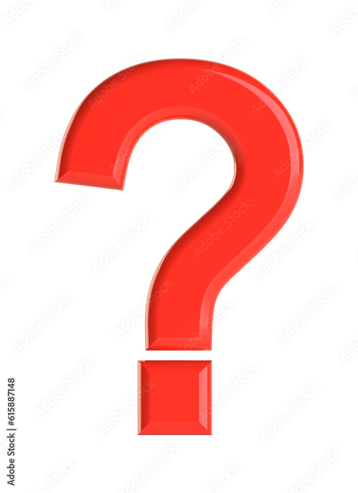Red question mark. Beautiful font for your design. Isolated on white background. 3D illustration Red question mark. Beautiful font for your design. Isolated on white background. 3D illustration