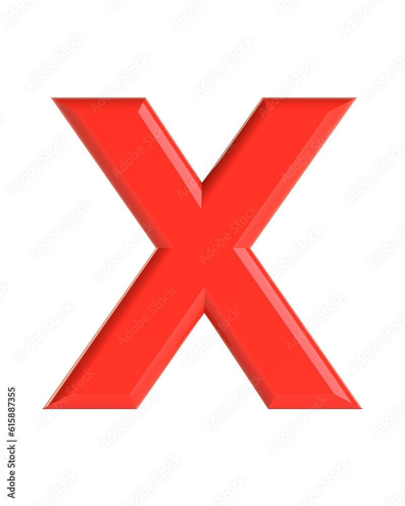 Red letter. Beautiful font for your design. Isolated on white background. 3D illustration Red letter. Beautiful font for your design. Isolated on white background. 3D illustration