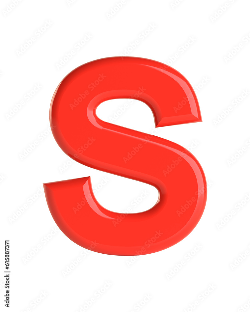 Red letter. Beautiful font for your design. Isolated on white background. 3D illustration Red letter. Beautiful font for your design. Isolated on white background. 3D illustration
