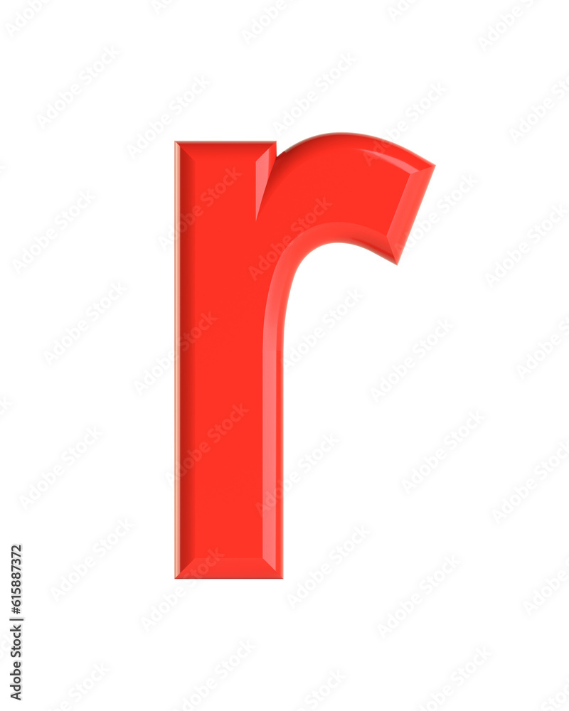Red letter. Beautiful font for your design. Isolated on white background. 3D illustration Red letter. Beautiful font for your design. Isolated on white background. 3D illustration