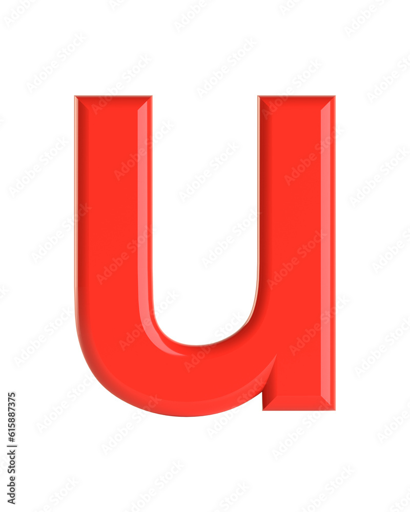Red letter. Beautiful font for your design. Isolated on white background. 3D illustration Red letter. Beautiful font for your design. Isolated on white background. 3D illustration