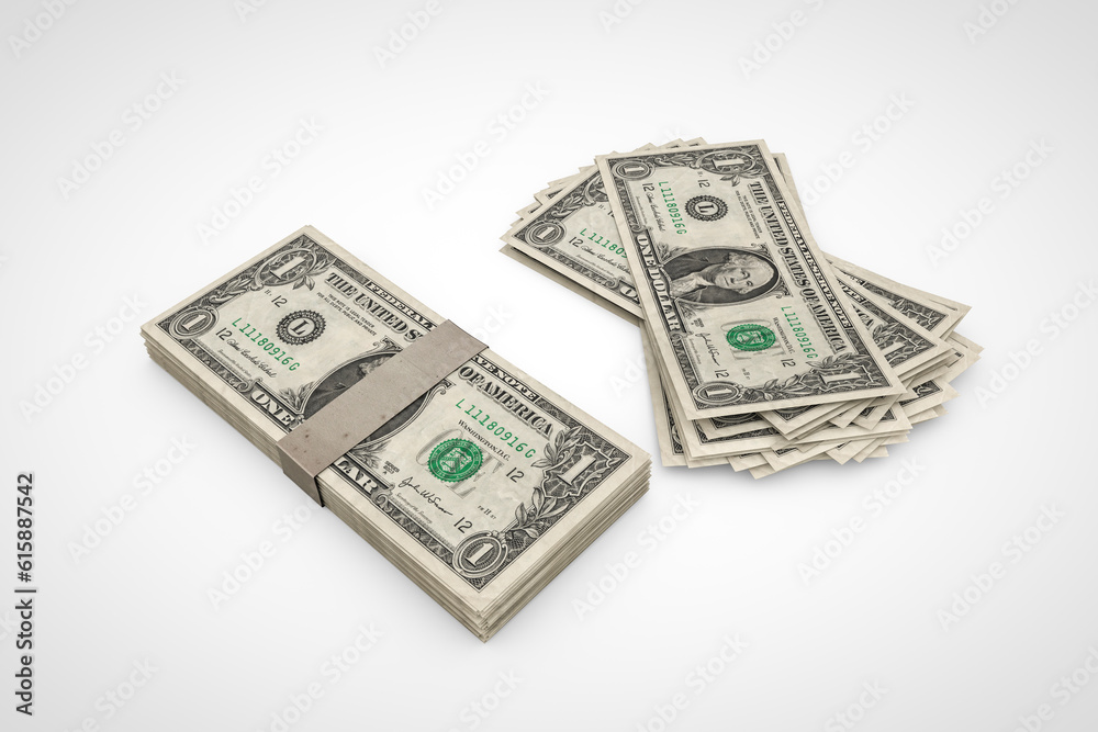 3d illustration of a dollar stack isolated on white background 3d illustration of a dollar stack isolated on white background