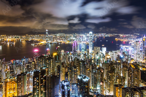 Hong Kong Skyline at Night  View from The Peak