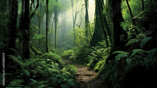 Dense forests embrace you, their lush green canopy whispering secrets of the wilderness. Generative AI