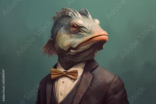 An aquatic creature that looks like a man dressed in a suit photo