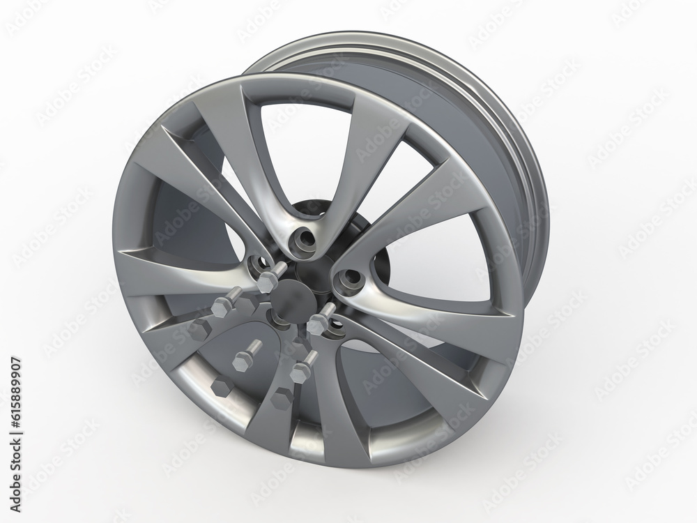 3d render car rim (clipping path)