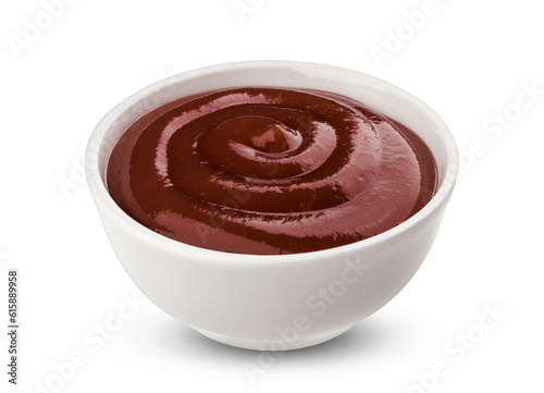 Barbecue sauce in bowl isolated on white background with clipping path