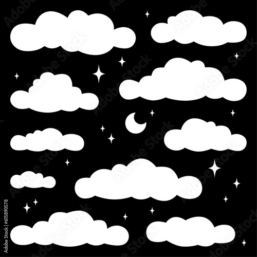 Vector Collection Set of Cloud Silhouettes	