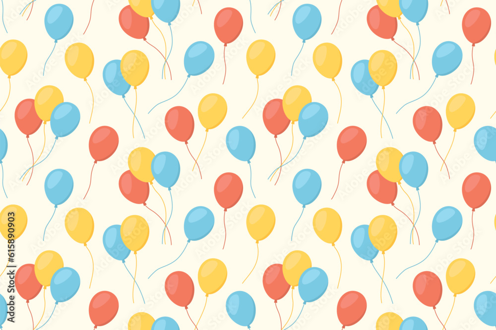 colorful balloons seamless pattern; children's party; birthday, baby shower- vector illustration