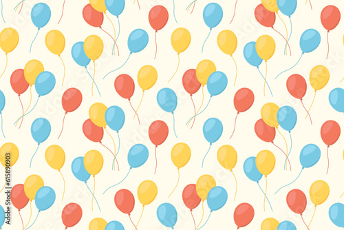 colorful balloons seamless pattern; children's party; birthday, baby shower- vector illustration