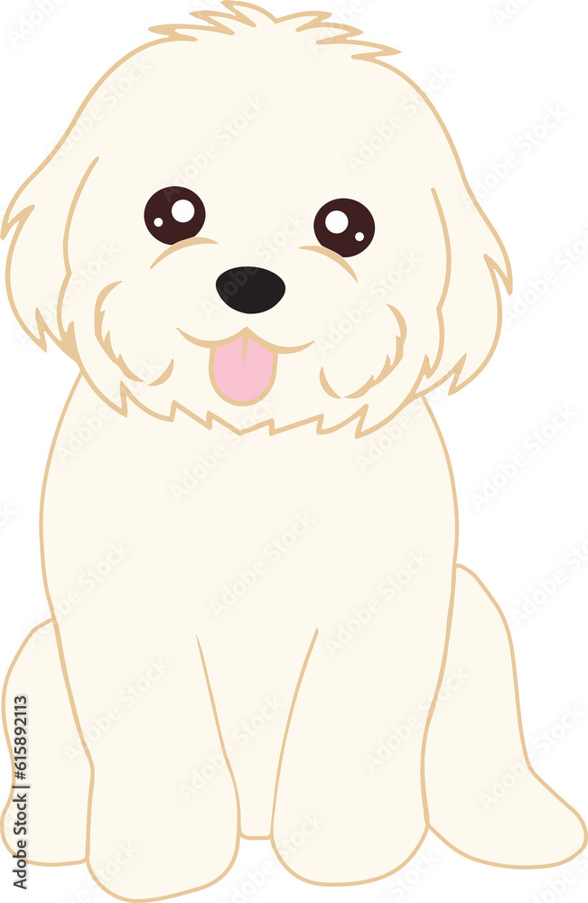 Cute furry cartoon bichon frise puppy isolated Cute furry cartoon bichon frise puppy isolated