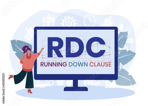RDC - Running Down Clause acronym. business concept background. vector illustration concept with keywords and icons. lettering illustration with icons for web banner, flyer, landing page