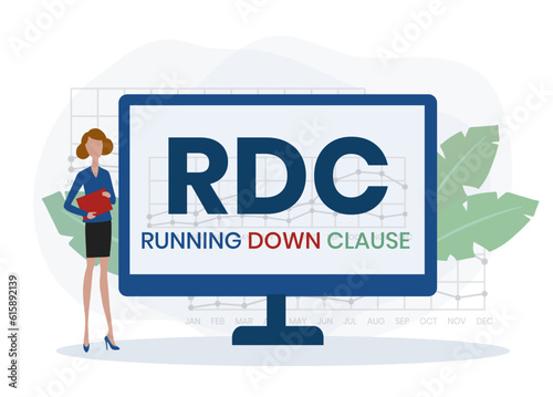 RDC - Running Down Clause acronym. business concept background. vector illustration concept with keywords and icons. lettering illustration with icons for web banner, flyer, landing page