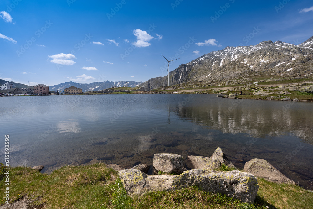 The Gotthardpass, Passo del St. Gottardo, Gotthard lake, Airolo, Tessin, Switzerland, Europe The Gotthardpass, Passo del St. Gottardo, Gotthard lake, Airolo, Tessin, Switzerland, Europe