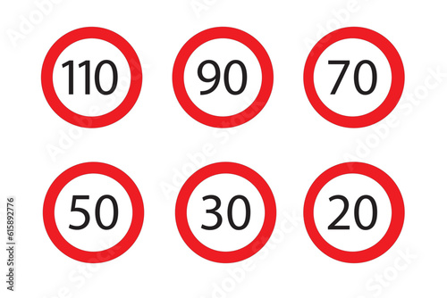 speed limit sign on white background