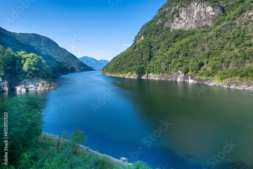 Lago di Vogorno lake, reservoir in the Verzasca valley, Ticino, Switzerland, Europe