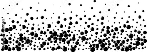 Underwater air bubbles  decoration elements. Fizzy water or soap foam texture. Vector isolated silhouette design element. Horizontal border