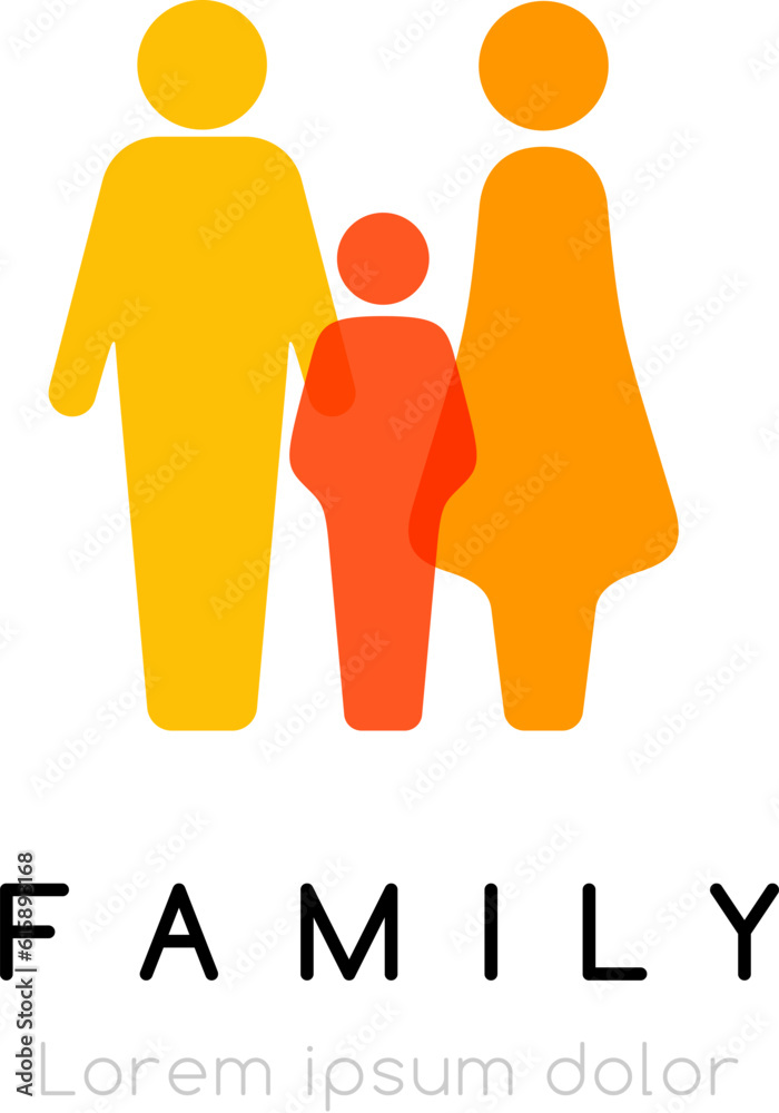 Family conceptual emblem. Vector logo with silhouettes of parents and child. Family conceptual emblem. Vector logo with silhouettes of parents and child.