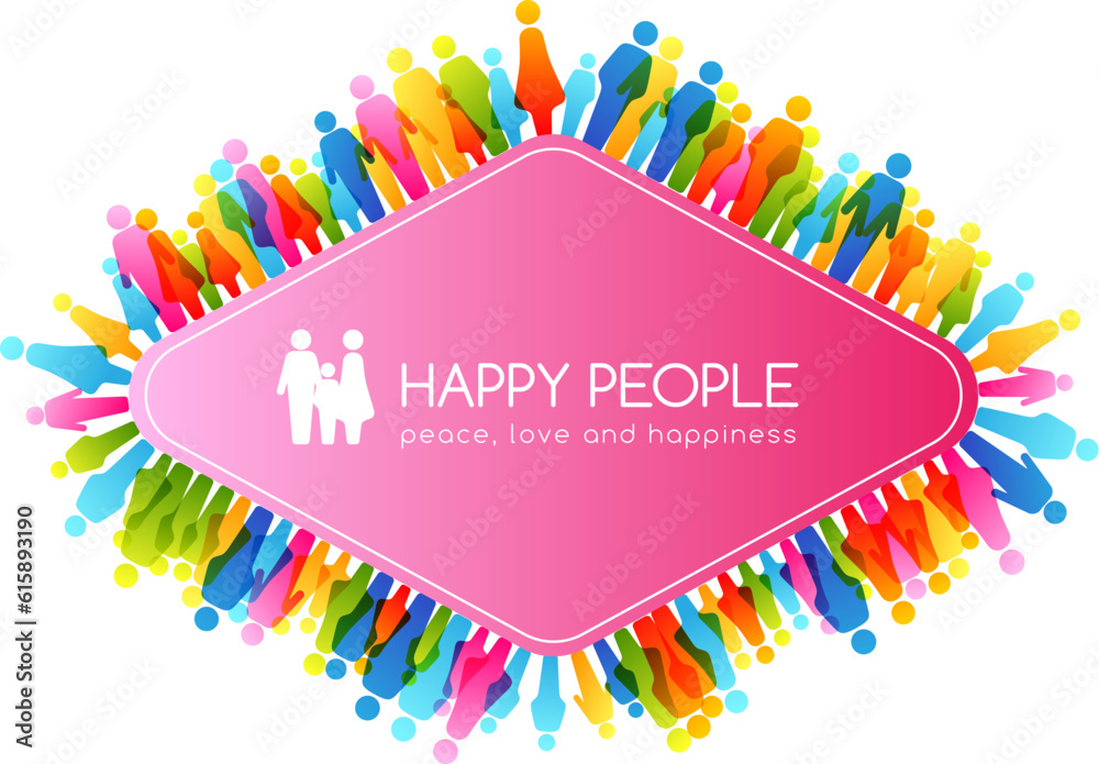 Social conceptual illustration. Rhombus frame with border from colorful people icons. Social conceptual illustration. Rhombus frame with border from colorful people icons.
