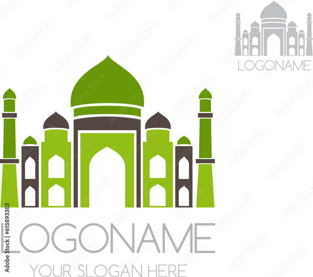 Indian temple icon. Vector logo template